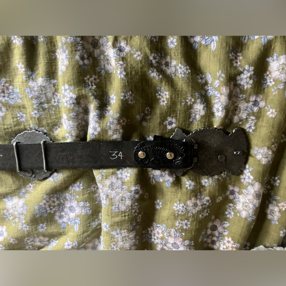 Double Ranch Tooled Black belt & turquoise (imitation) - Picture 5 of 10